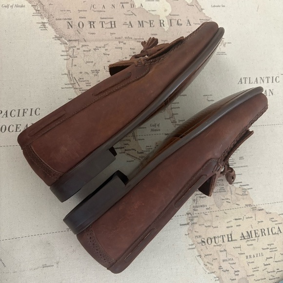 G.H.BASS Leather Tassel Kilt Loafers WIDE Width Men’s 10 E Whiskey - Picture 8 of 11